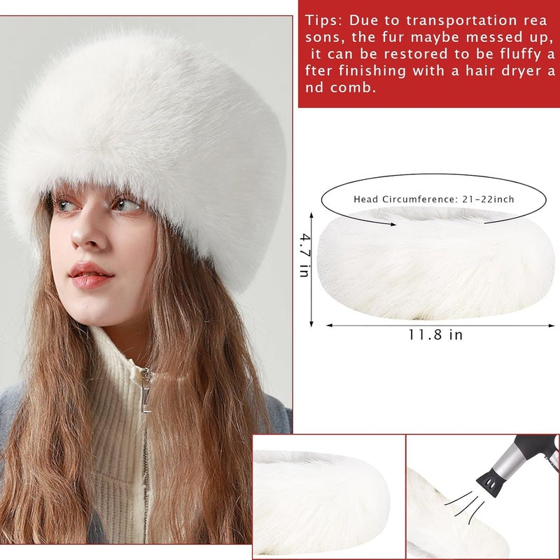 QZUnique Fuzzy Fur Leg Warmers Set - 3 Pcs Women Winter Furry Boot Cuffs Faux Fur Headband Wrist Bands Cover Long Leg Warmers - Image 2